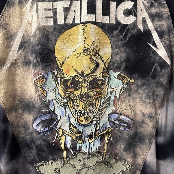 Metallica up cycle Cardigan Tie Dye Open Front one size long sleeve navy blue - Picture 7 of 9